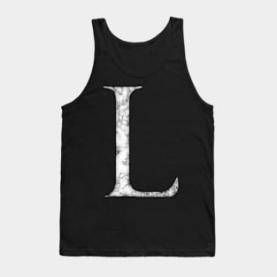 L in Roman White Marble Latin Alphabet Letter Sticker Tank Top